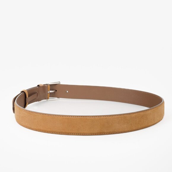 Loro Piana Alsavel Tan Suede Palladium Buckle Belt - Picture 2 of 8